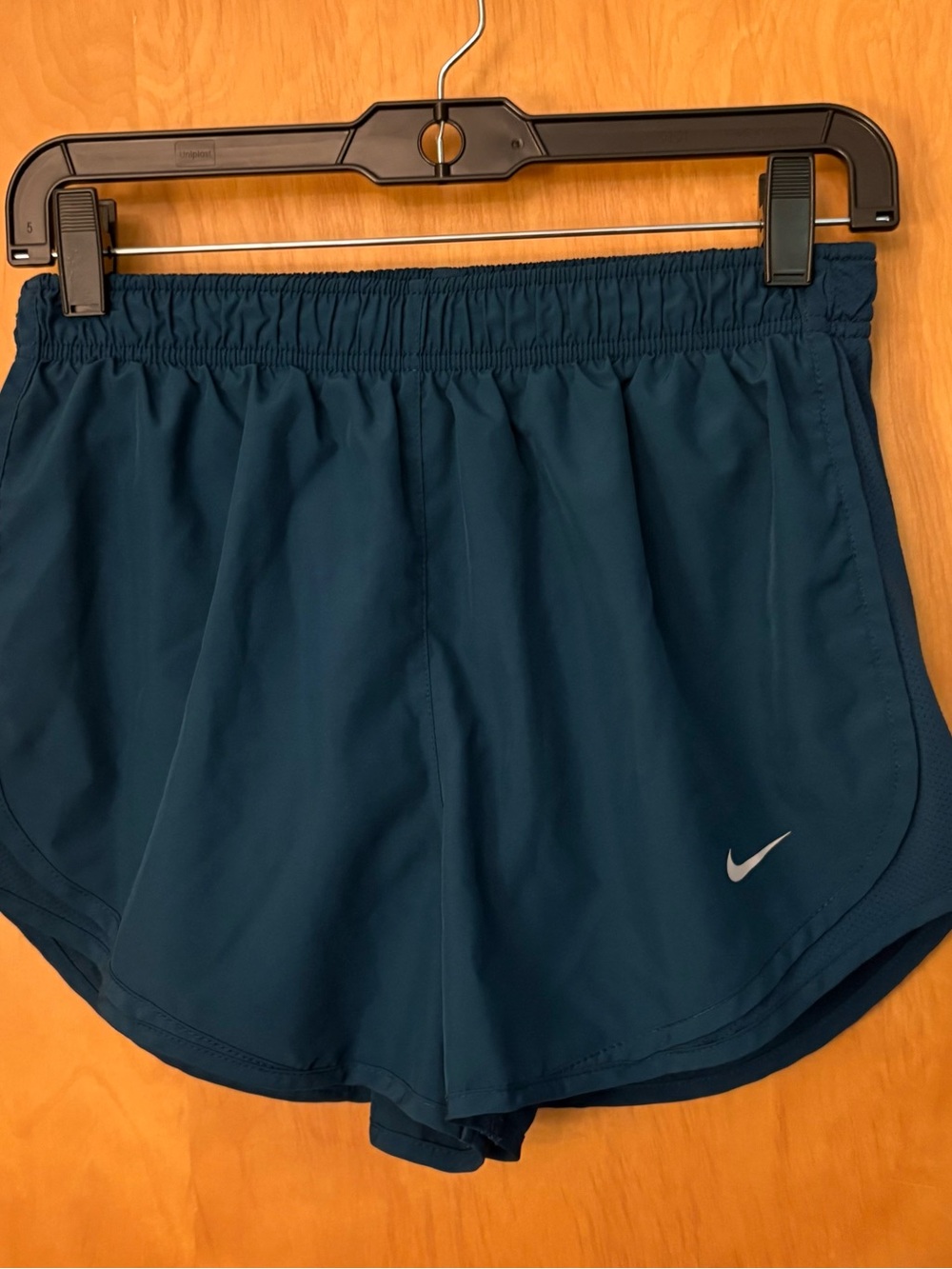 Nike Women's Deep Teal Athletic Running Shorts with Reflective Swoosh inside tie